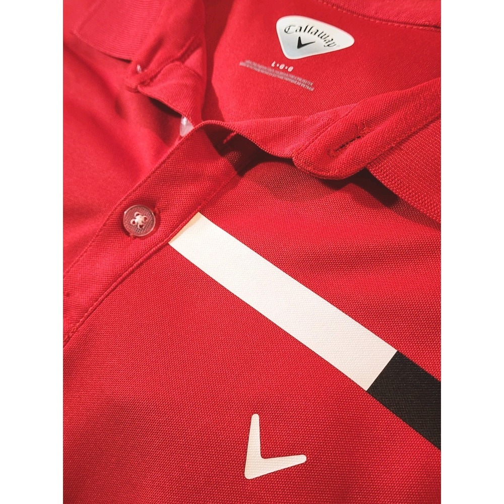 Callaway Men's Golf Polo Shirt, Size Large, Red, Short Sleeve, Breathable - Picture 4 of 7